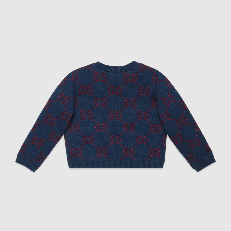 Baby Girls Blue & Red GG Cotton Sweater