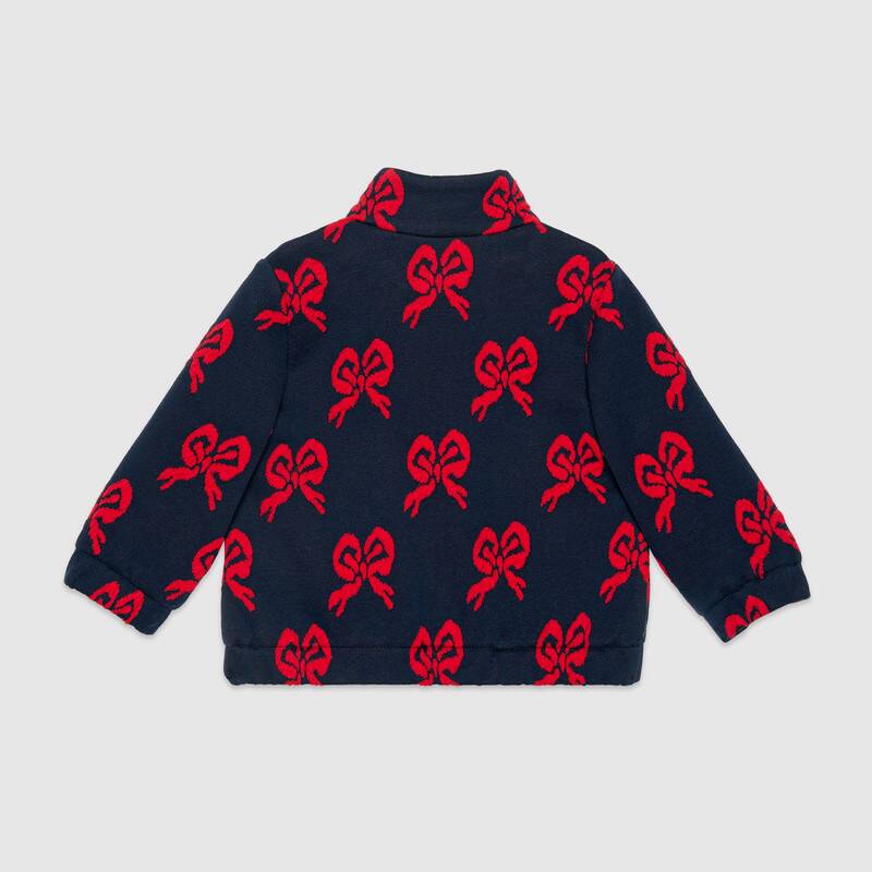 Baby Girls Blue & Red Bow Cotton Sweatshirt