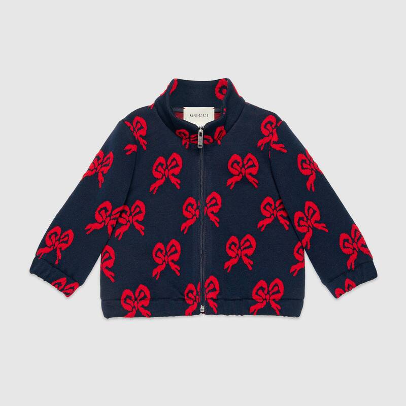 Baby Girls Blue & Red Bow Cotton Sweatshirt