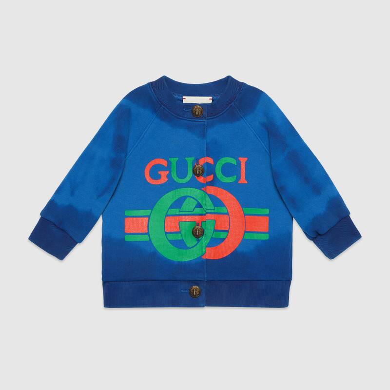 Baby Girls Blue Logo Cotton Cardigan