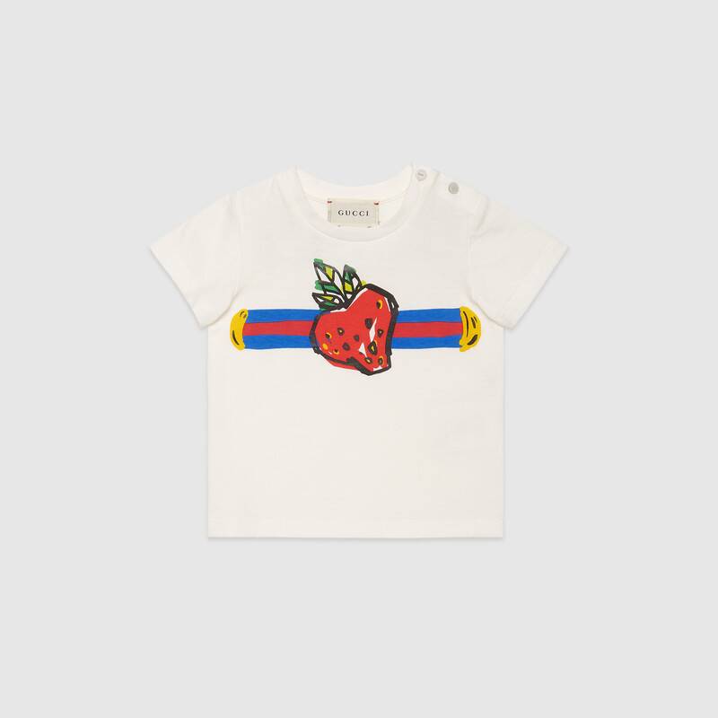 Baby Girls White Printed Cotton T-shirt