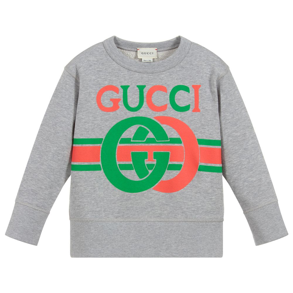 Girls Grey Logo Cotton Sweatshirt