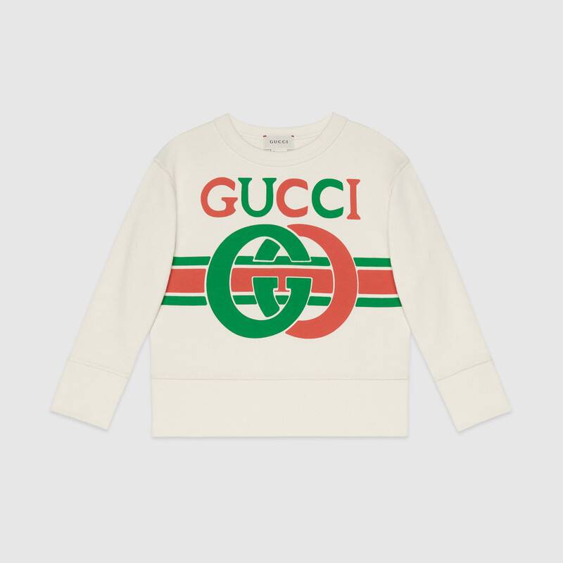 Girls White Logo Cotton Sweatshirt