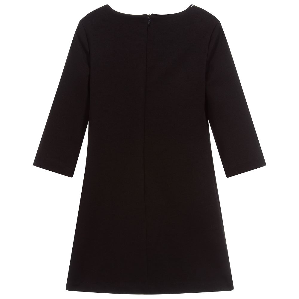 Girls Black Printing Bow-knot Dress