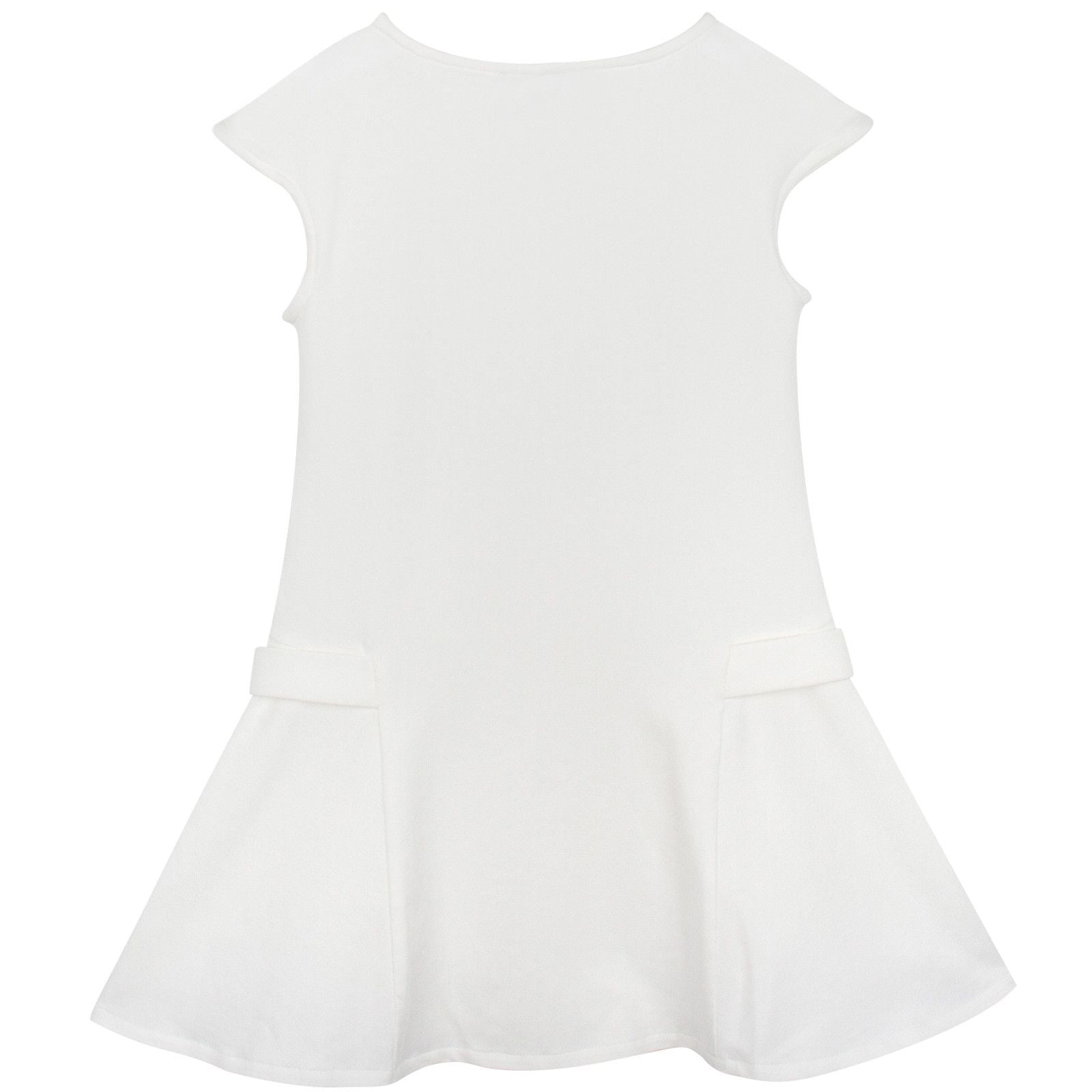 Girls White Dropped Waist Dress Gold With Versace Brand Logo - CÉMAROSE | Children's Fashion Store - 2