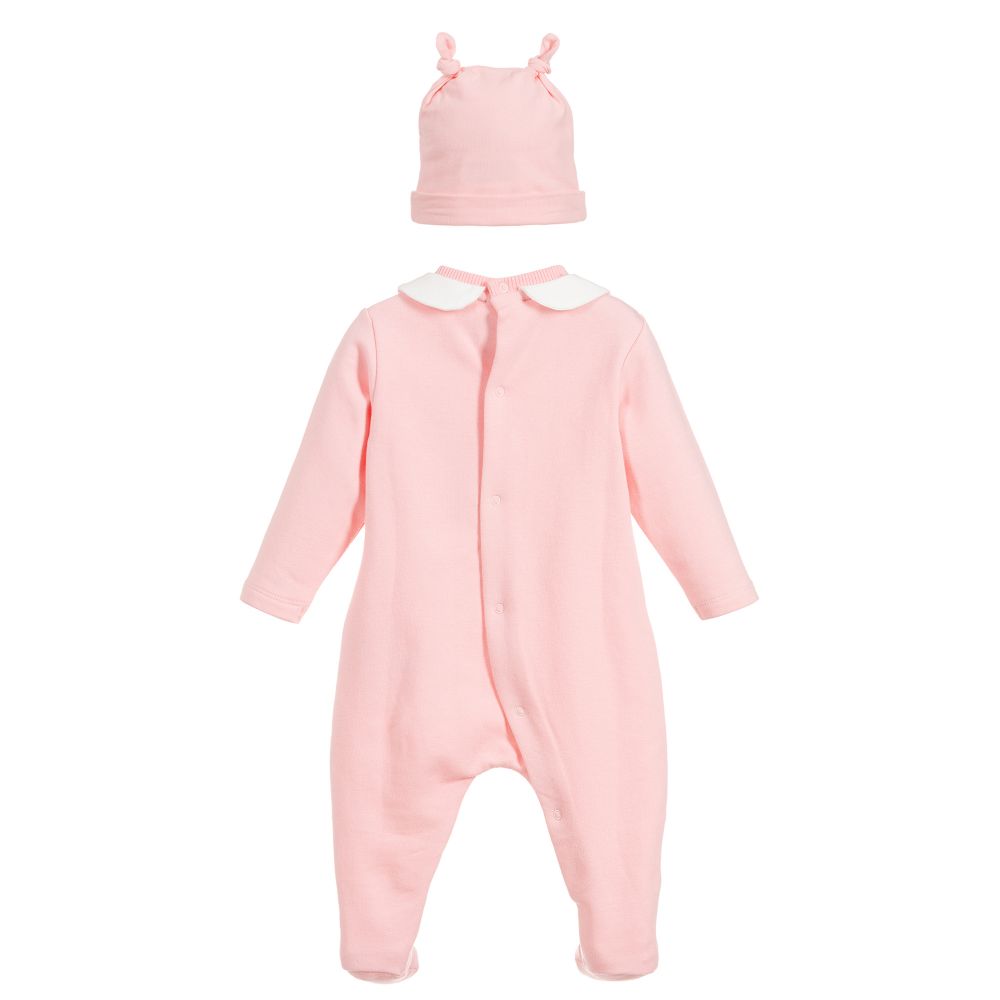 Baby Girls Pink Logo Cotton Babysuit
