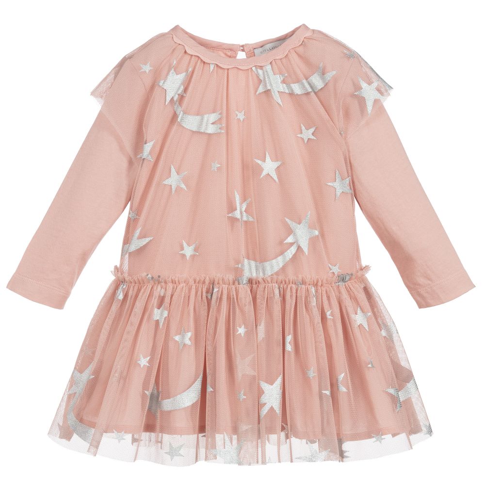Baby Girls Pink & Silver Star Dress