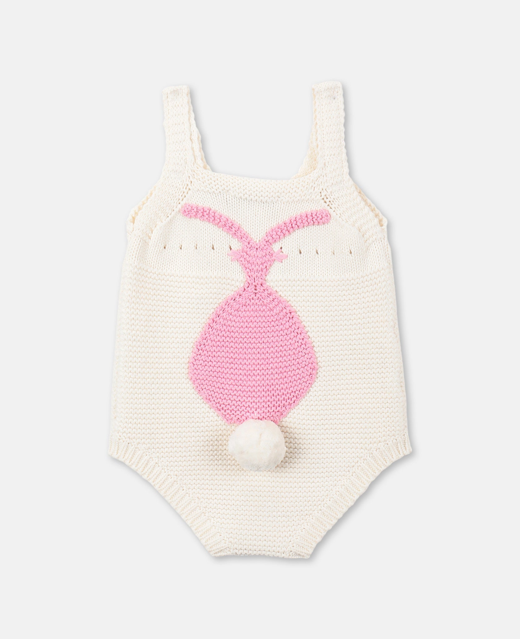 Baby Girls Ivory Knit Cotton Babysuit
