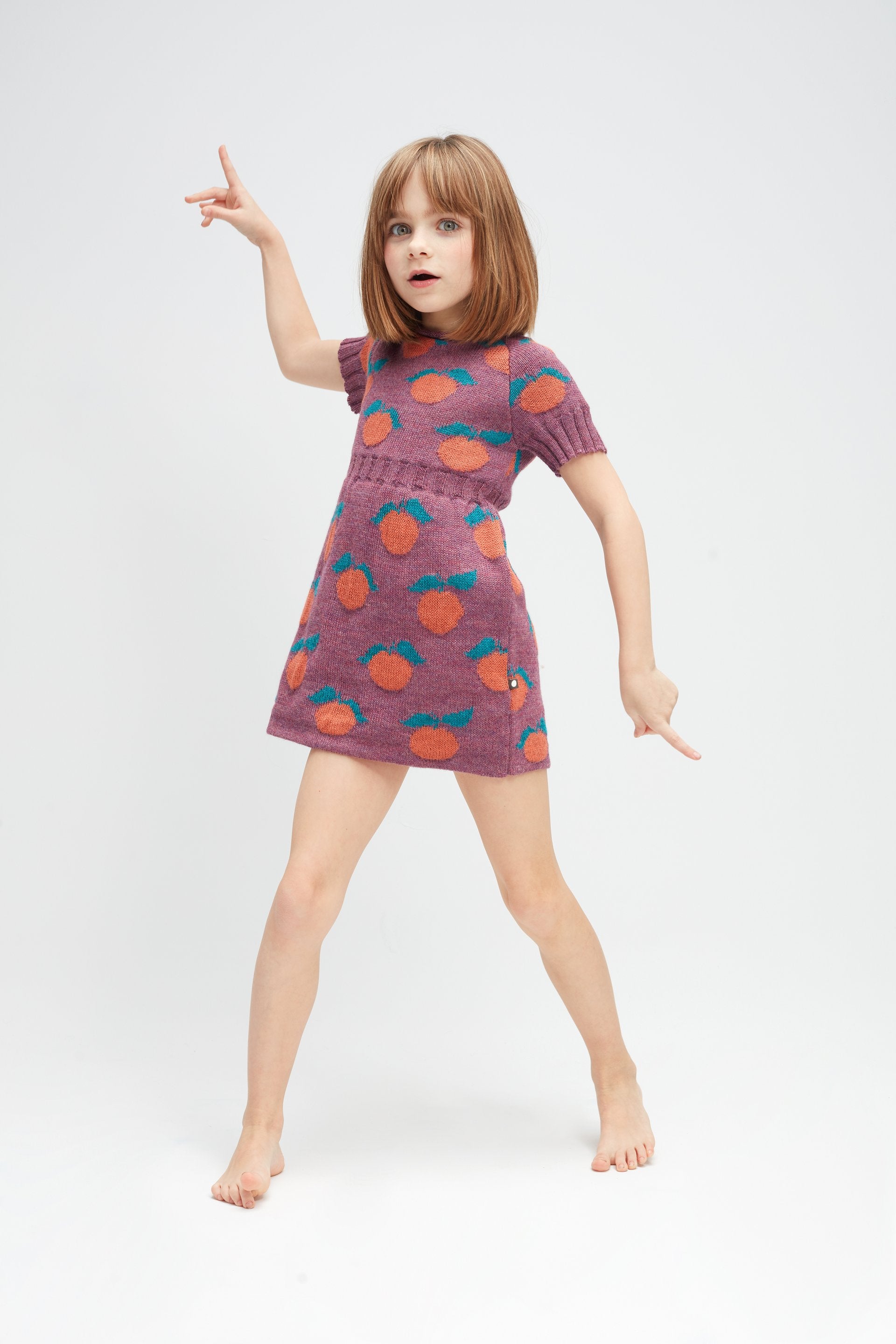 Girls Mauve Pattern Alpaca Dress