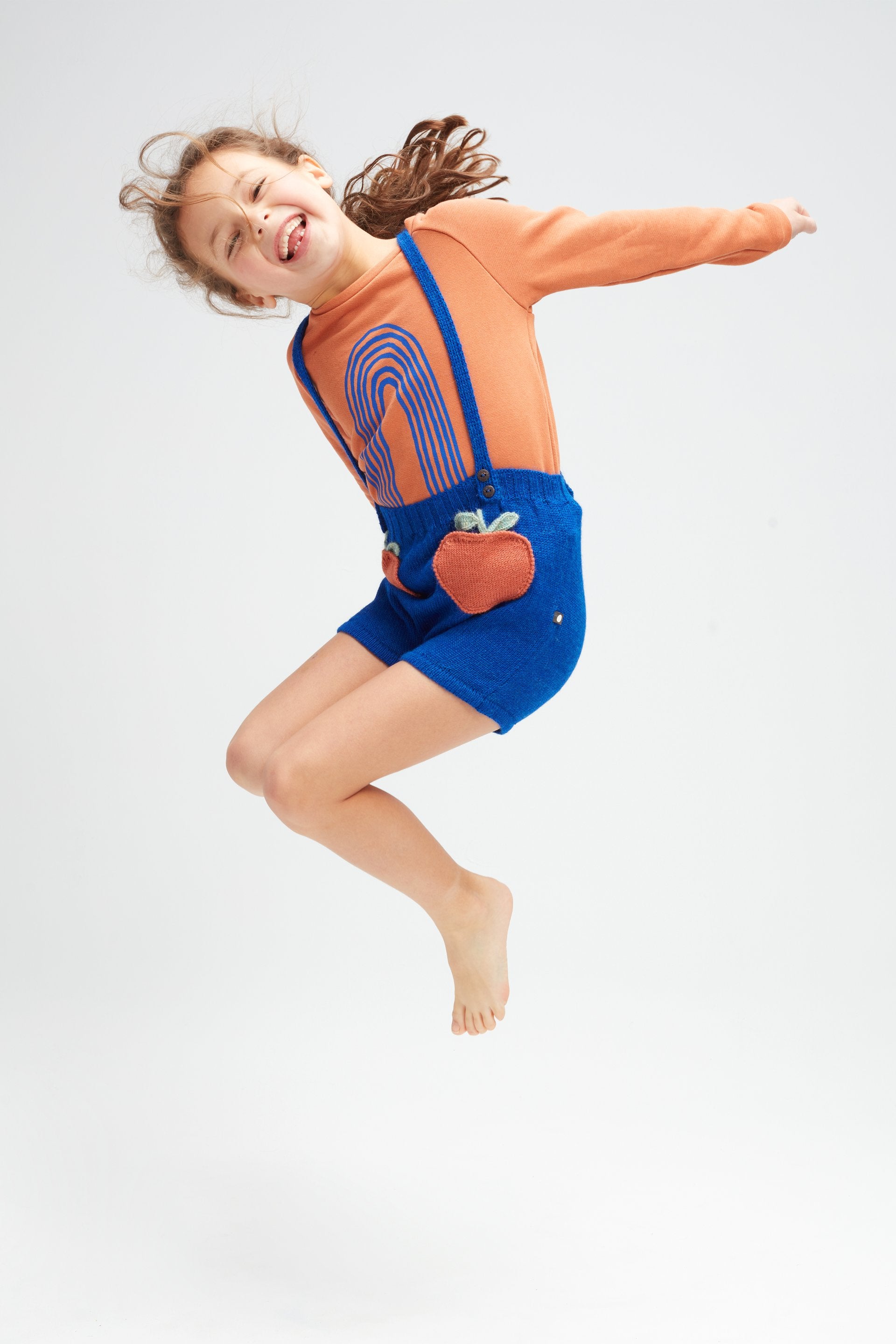Girls Blue Clementine Pocket Alpaca Shorts