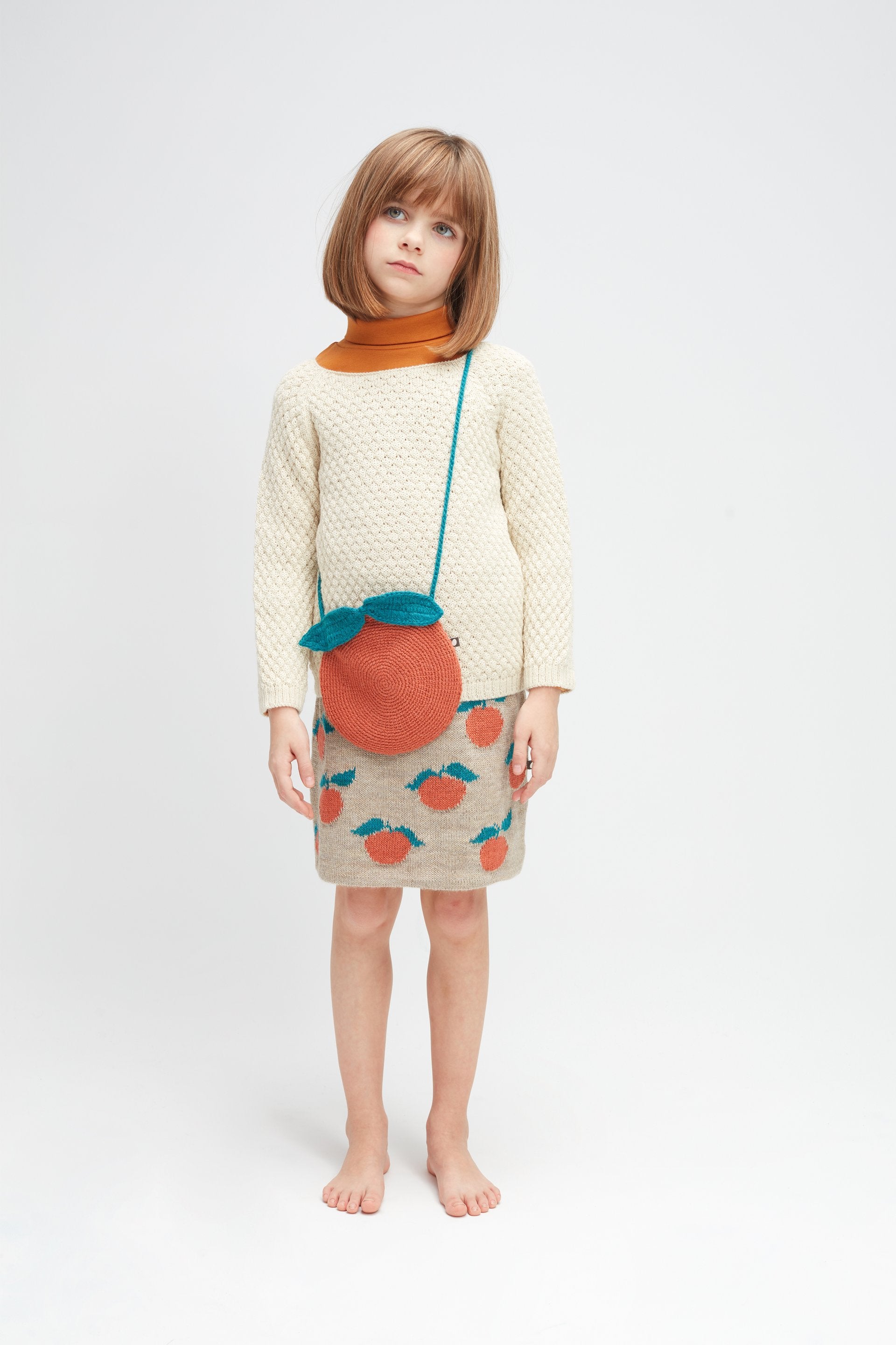 Girls White Stitch Alpaca Sweater