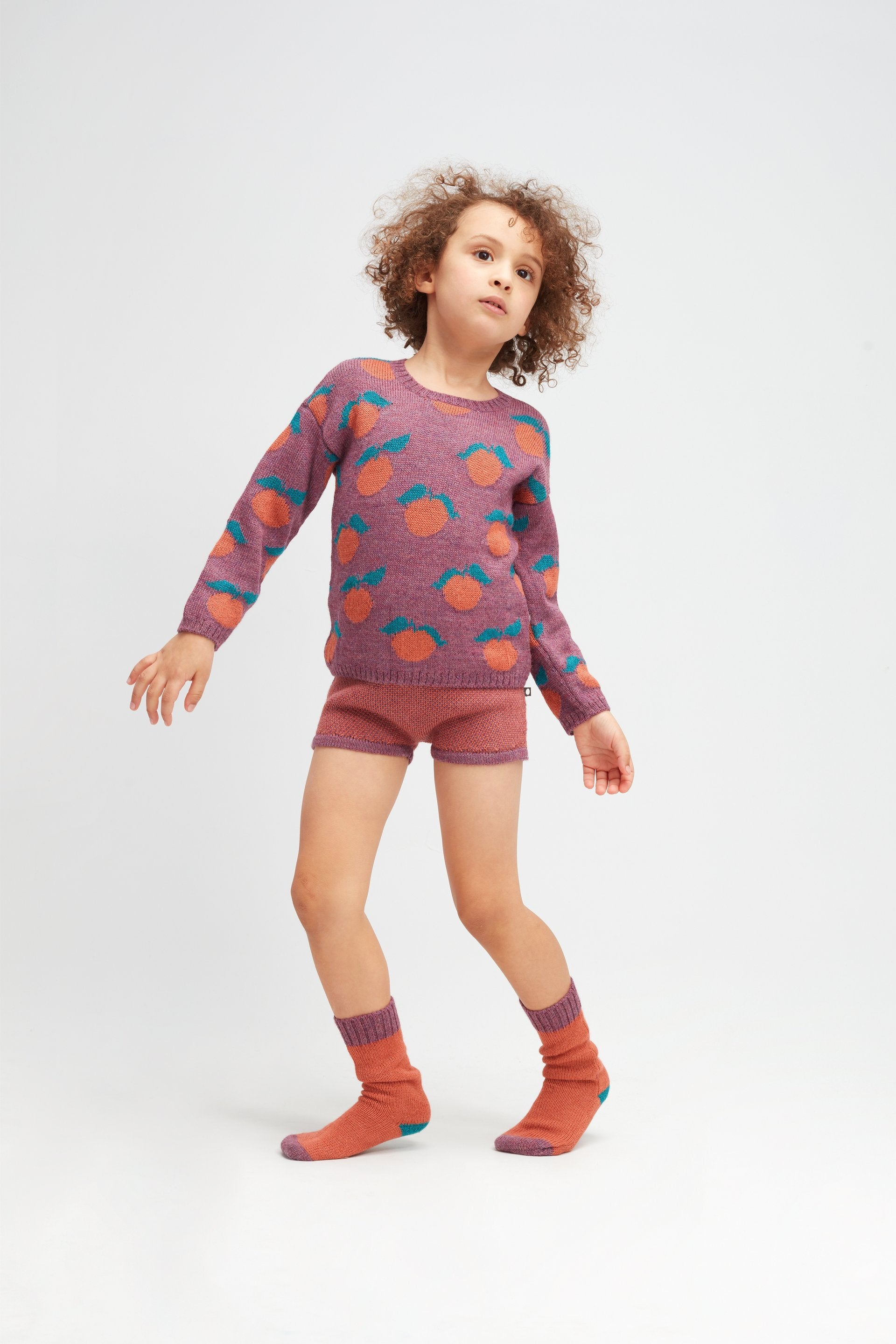 Girls Mauve Pattern Alpaca Sweater