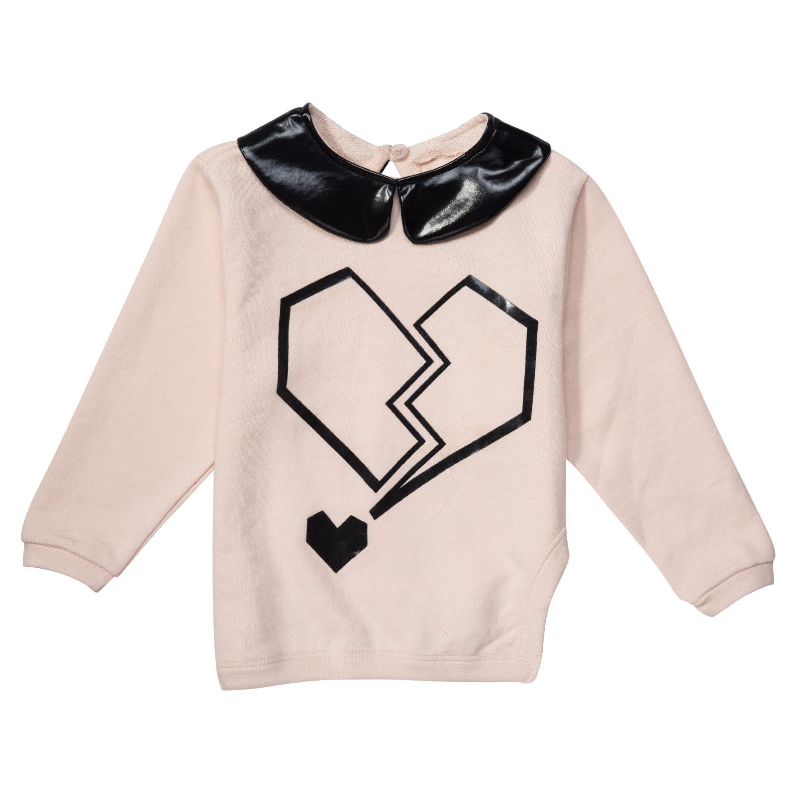 Girls Pink T-Shirt With Black Printed Collar - CÉMAROSE | Children's Fashion Store - 1