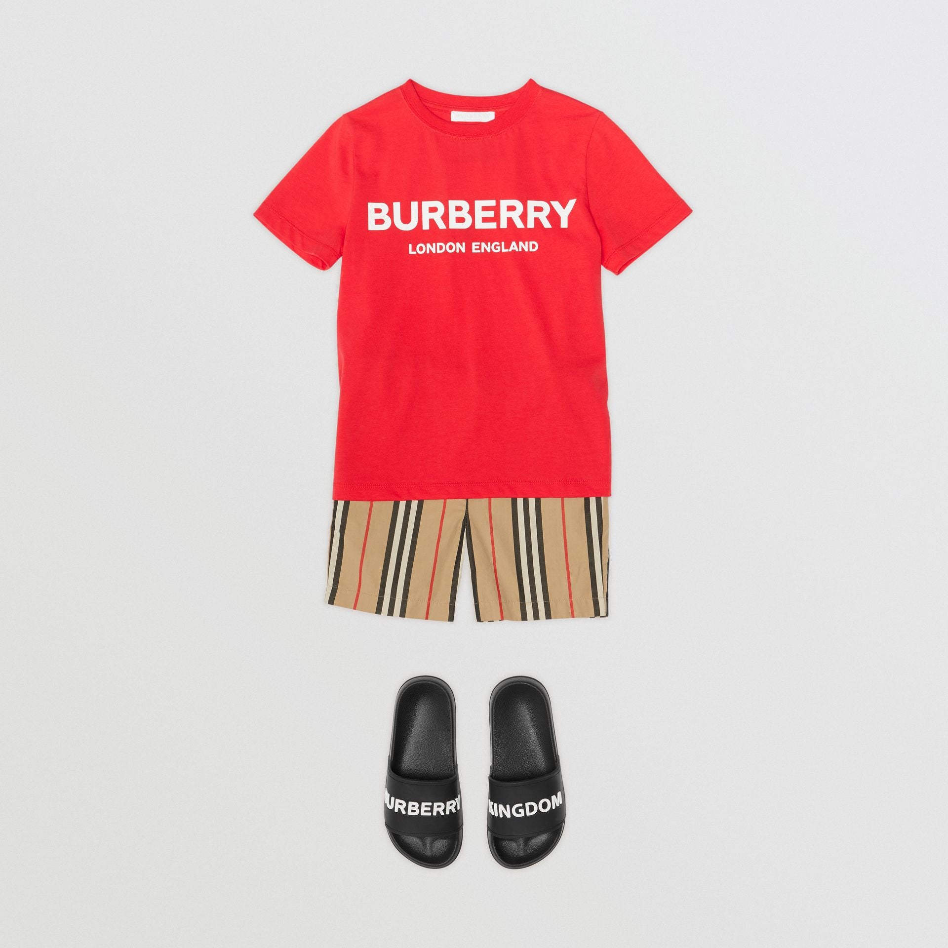 Girls Bright Red Logo Cotton T-shirt