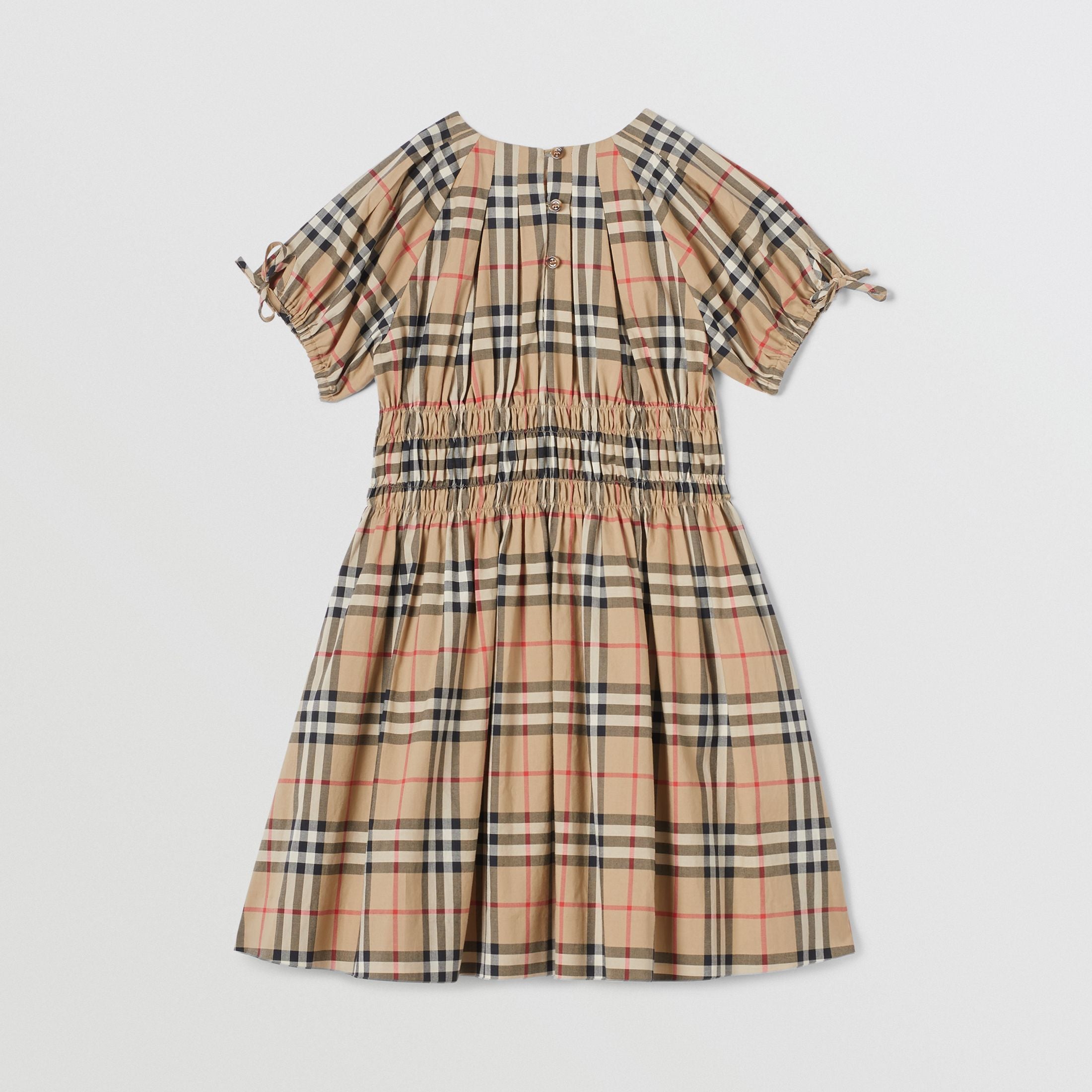 Girls Archive Beige Check Cotton Dress