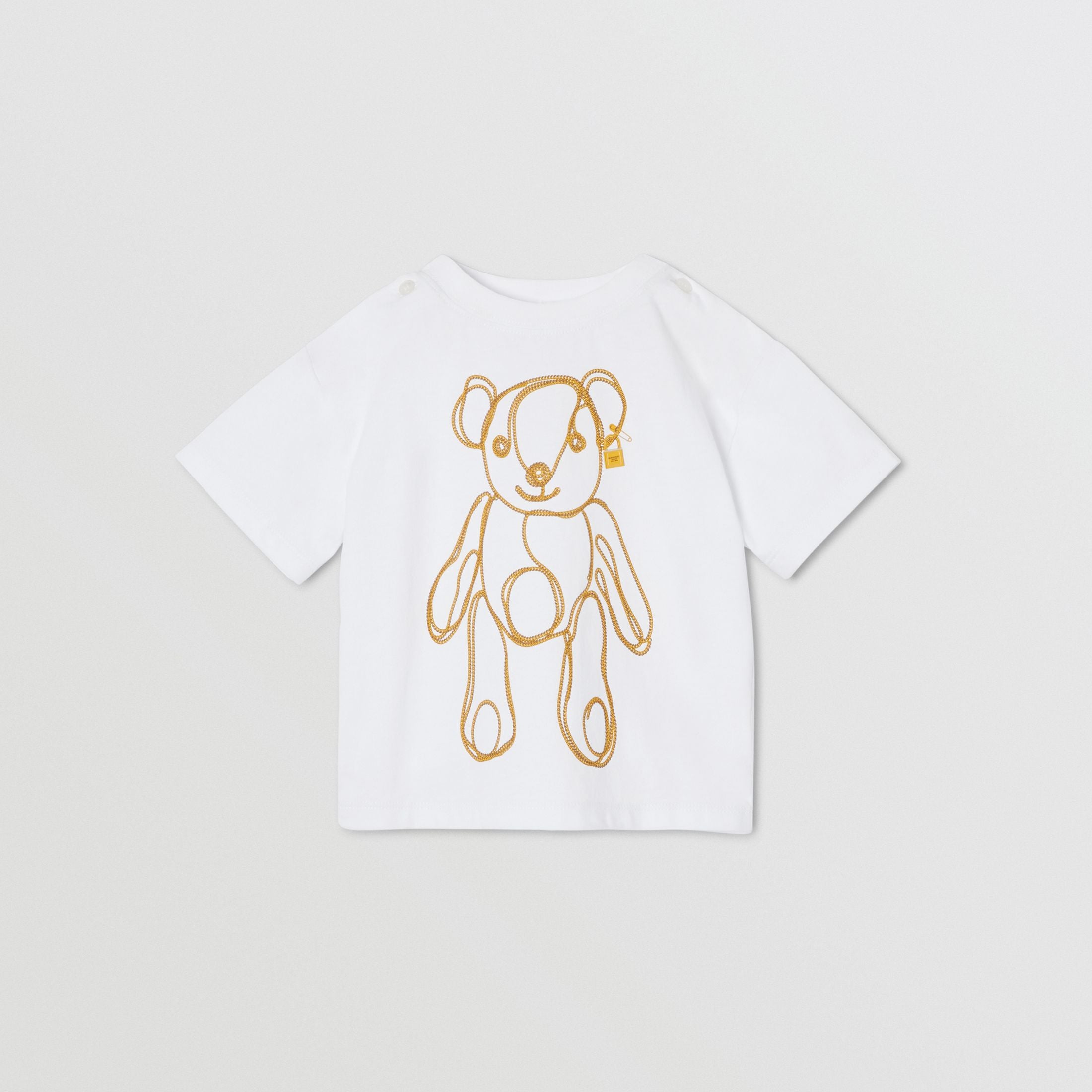 Baby Girls White Pattern Cotton T-shirt