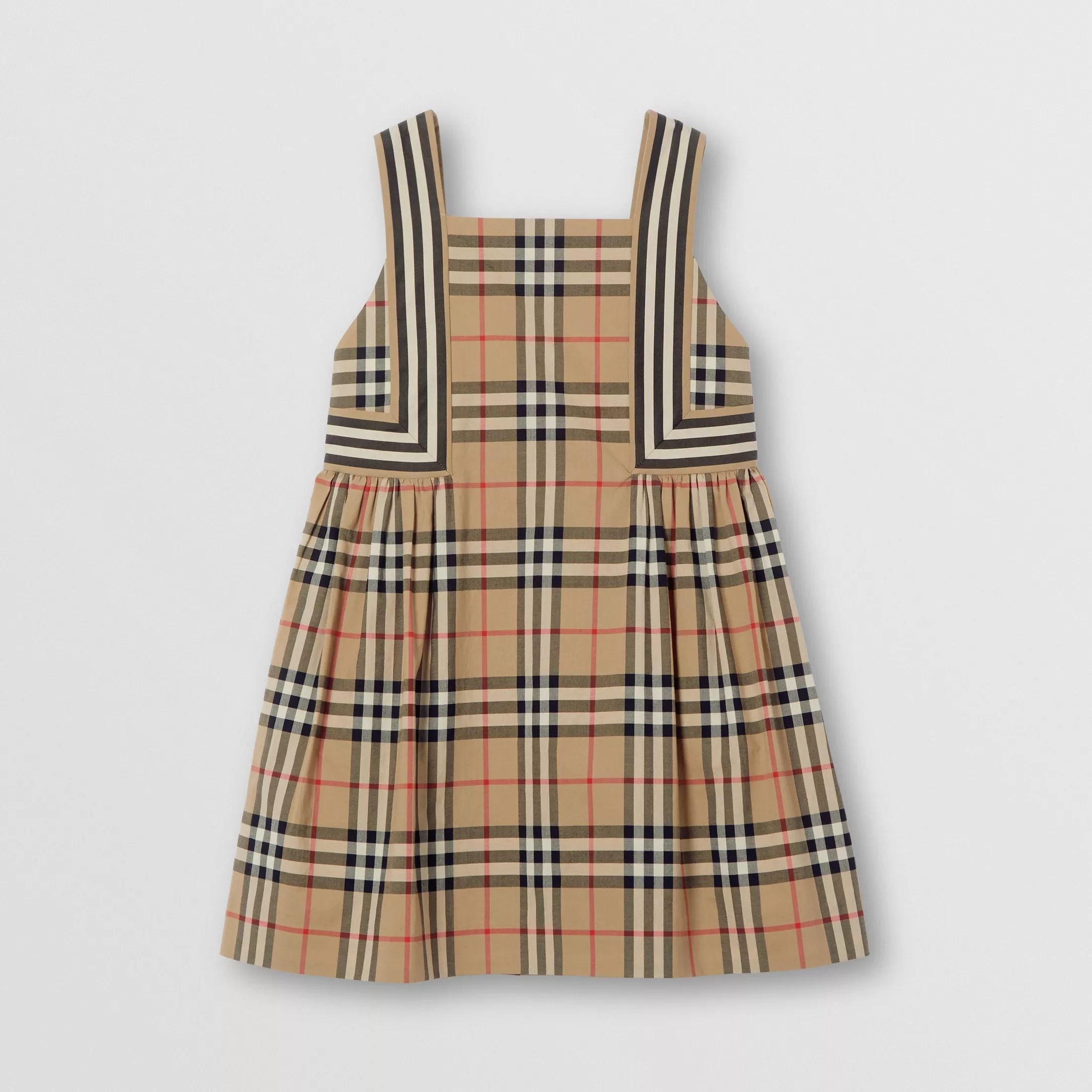Girls Archive Beige Check Cotton Dress