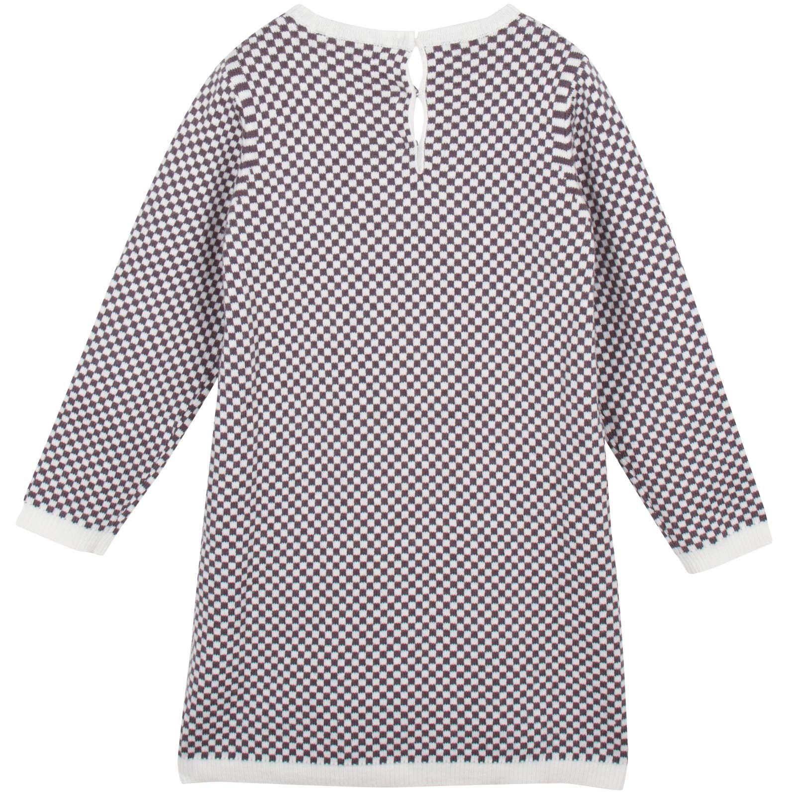 Baby Girls Grey&White Monster Embroidered Kintted Sweater Dress - CÉMAROSE | Children's Fashion Store - 2