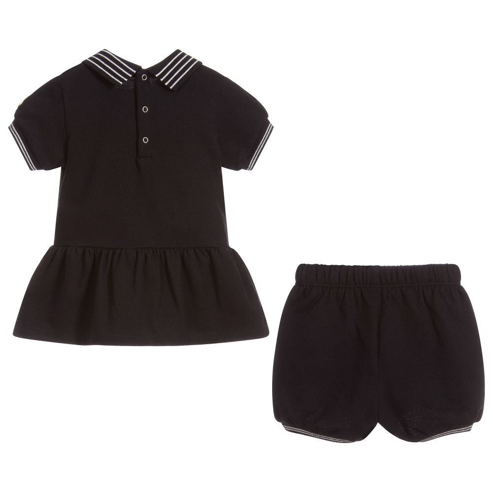 Baby Girls Black Logo Cotton Set