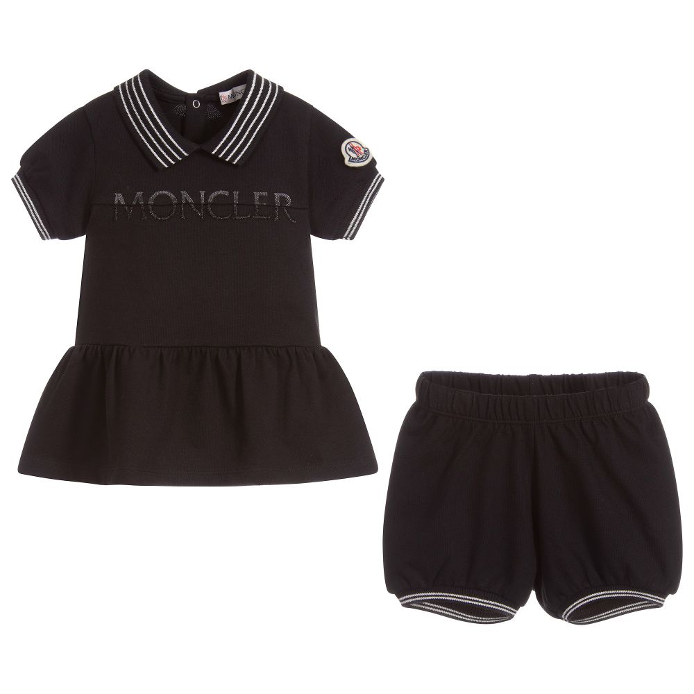 Baby Girls Black Logo Cotton Set