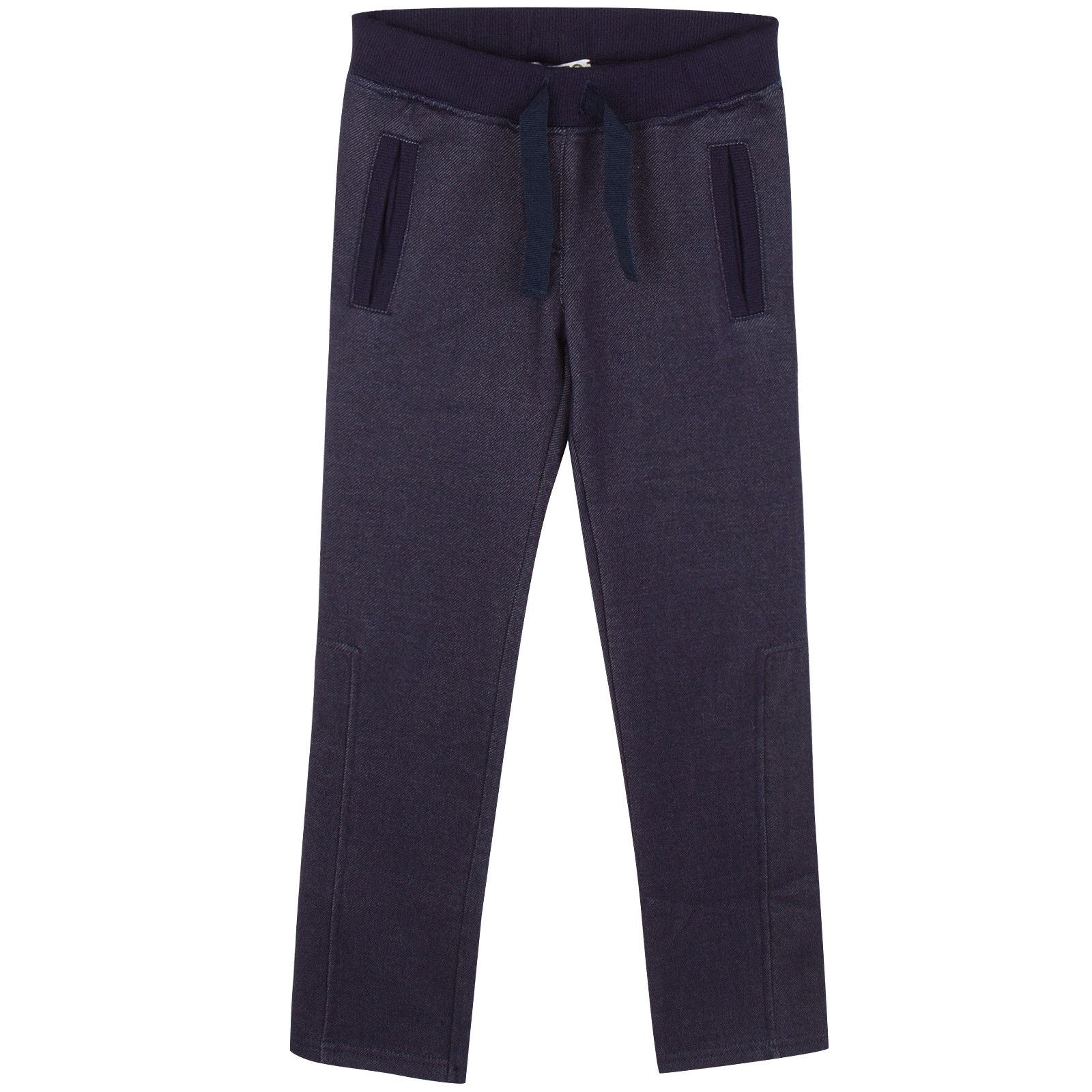 Boys&Girls Navy Blue Tiger Embroidered Demin Trousers With Ribbon Tie - CÉMAROSE | Children's Fashion Store - 1