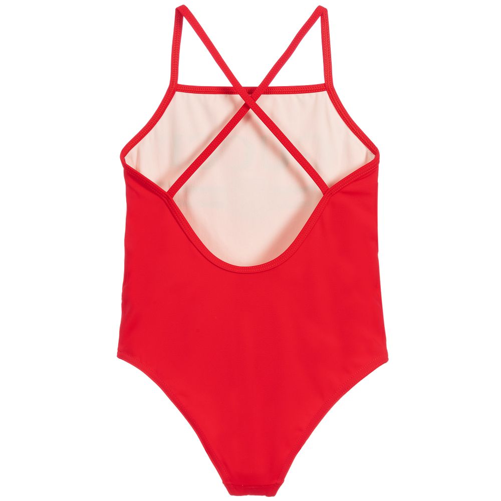Girls Red Logo Swimsuit