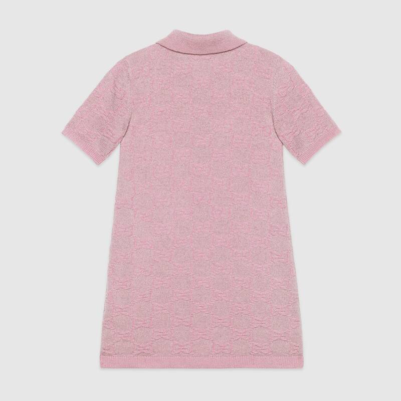 Girls Pink GG Knitted Wool Dress