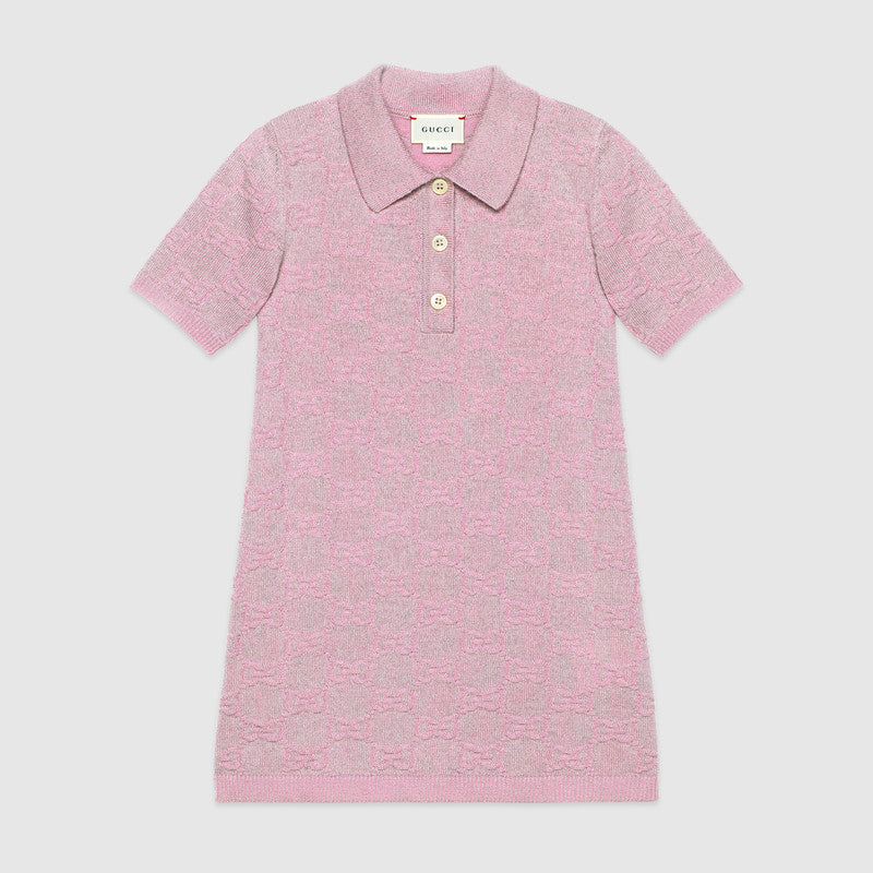 Girls Pink GG Knitted Wool Dress
