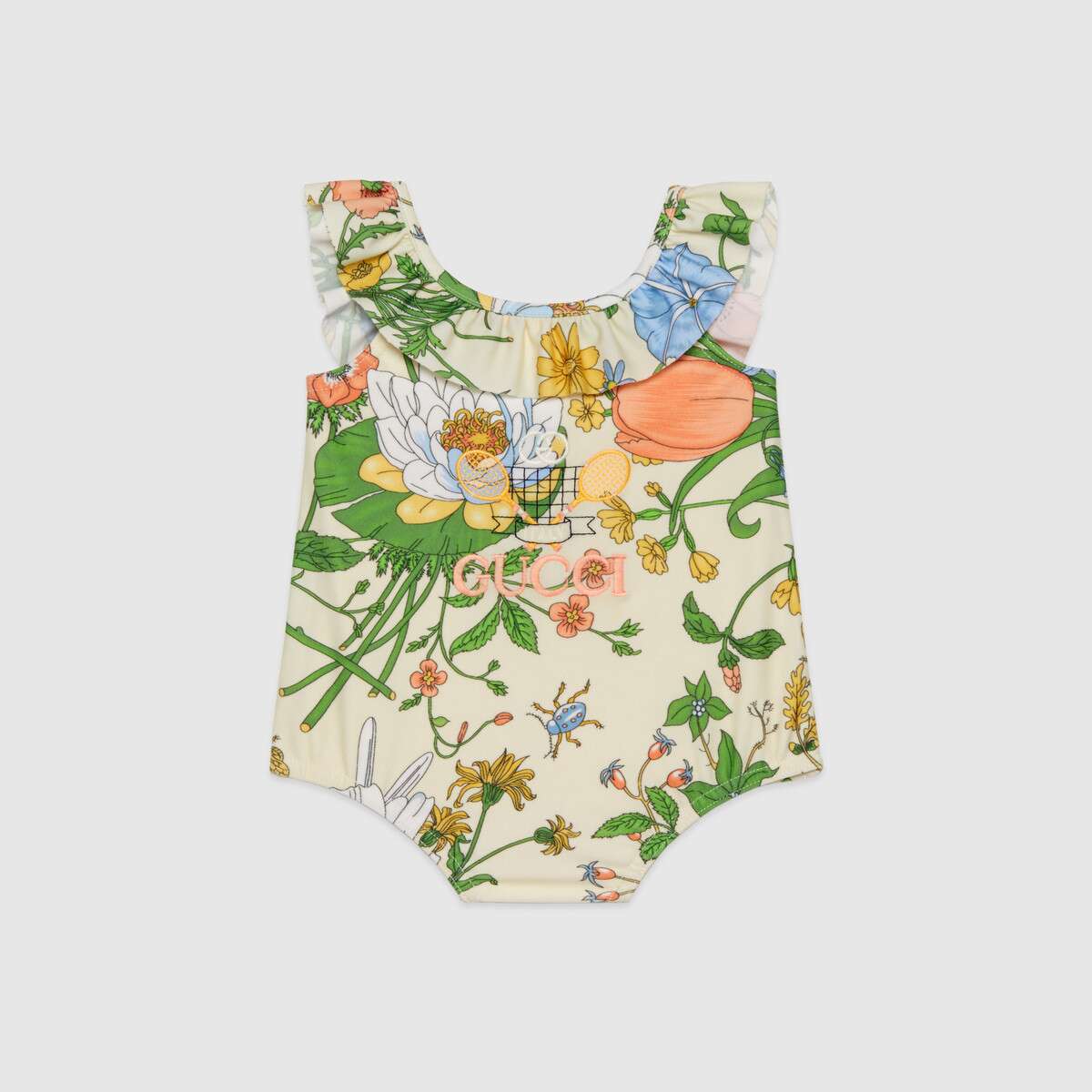 Baby Girls Light Yellow Logo Swimsuit