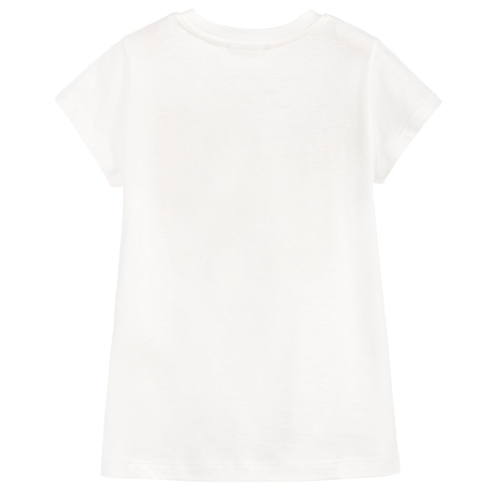 Girls White Cotton T-shirt