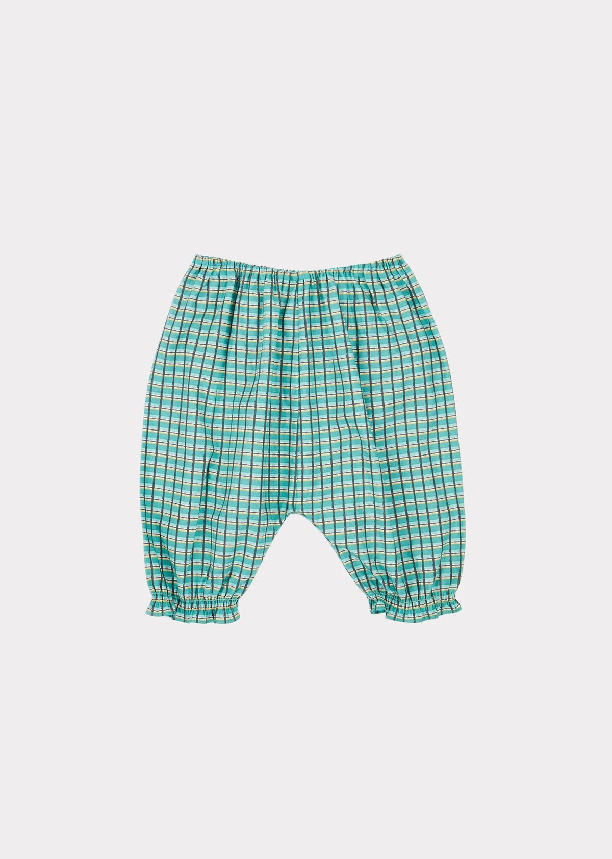 Ensemble en coton à carreaux vert pour bébé fille