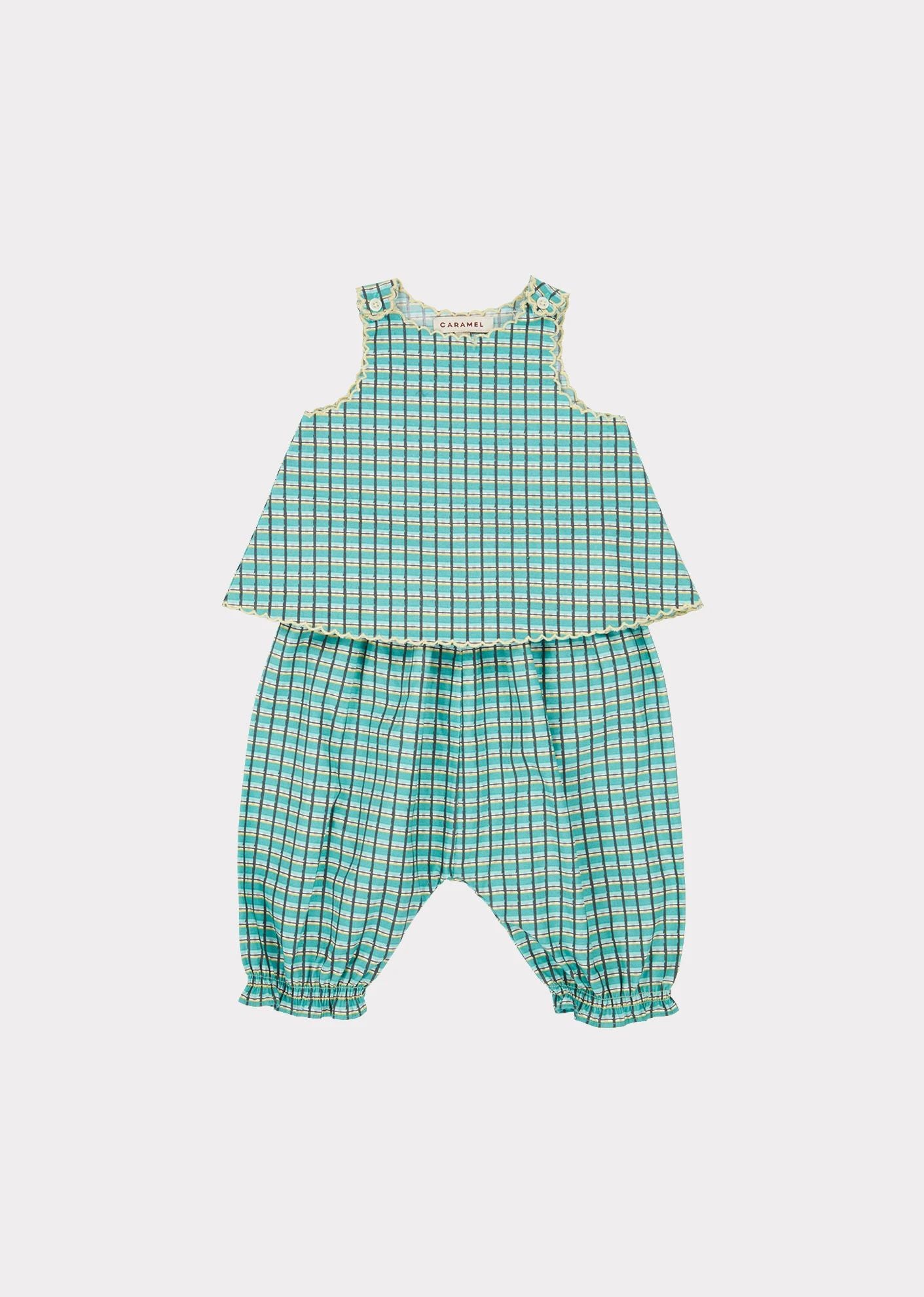 Baby Girls Green Check Cotton Set