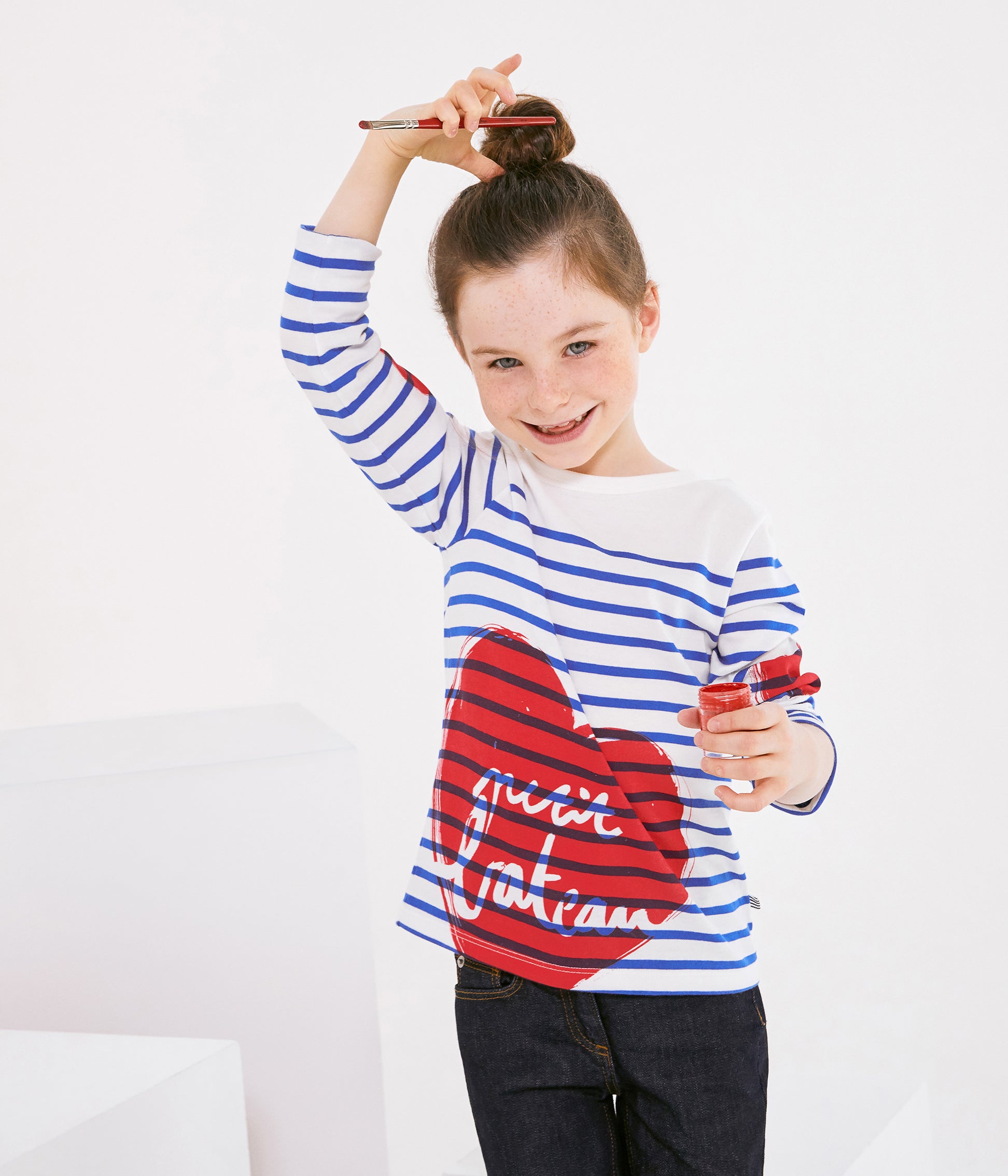 Girls White & Blue T-shirt