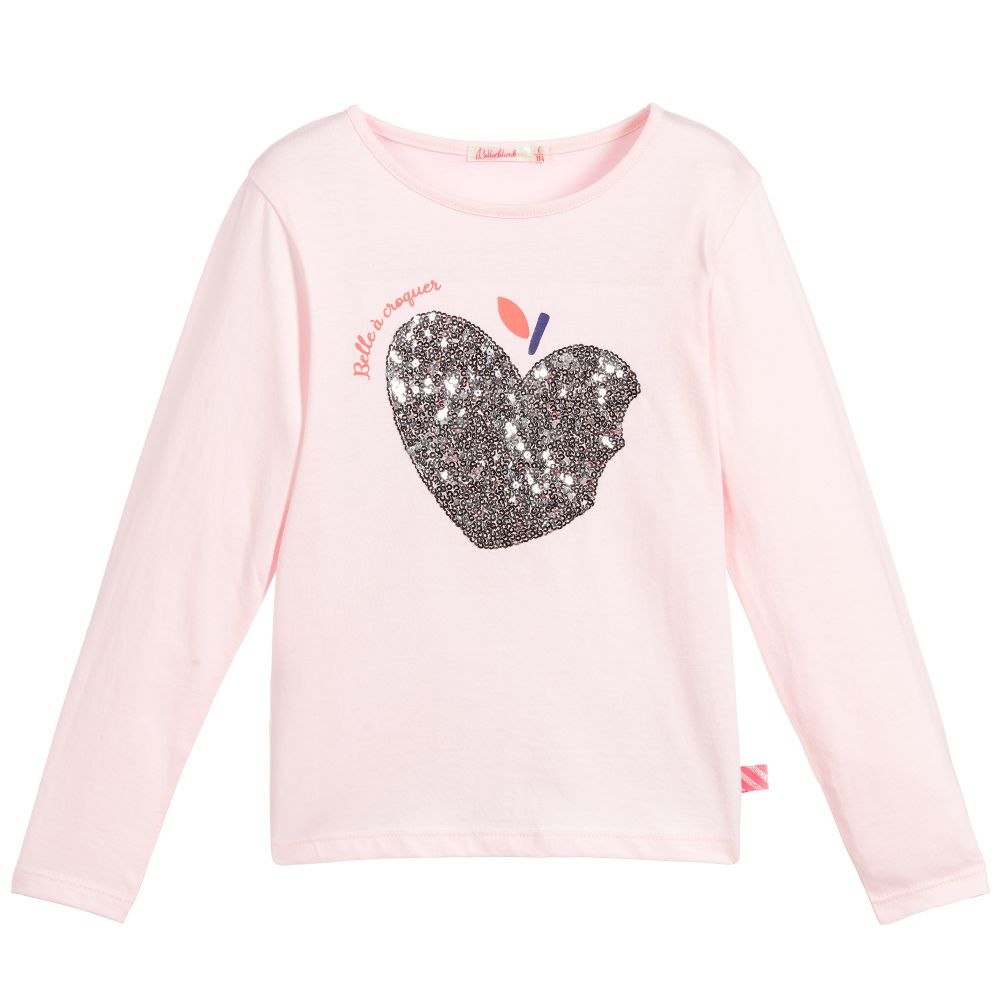 Girls Pink Sequin Cotton Top