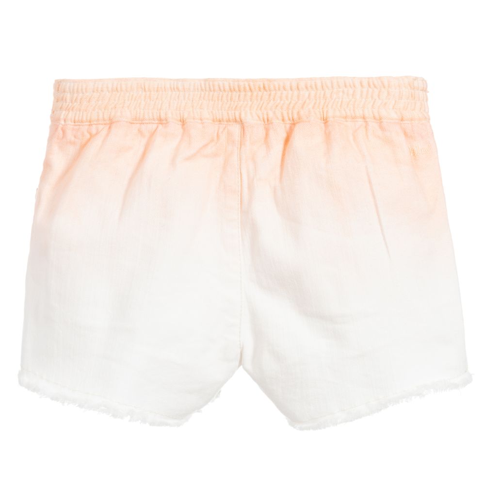 Girls Pink & White Denim Shorts