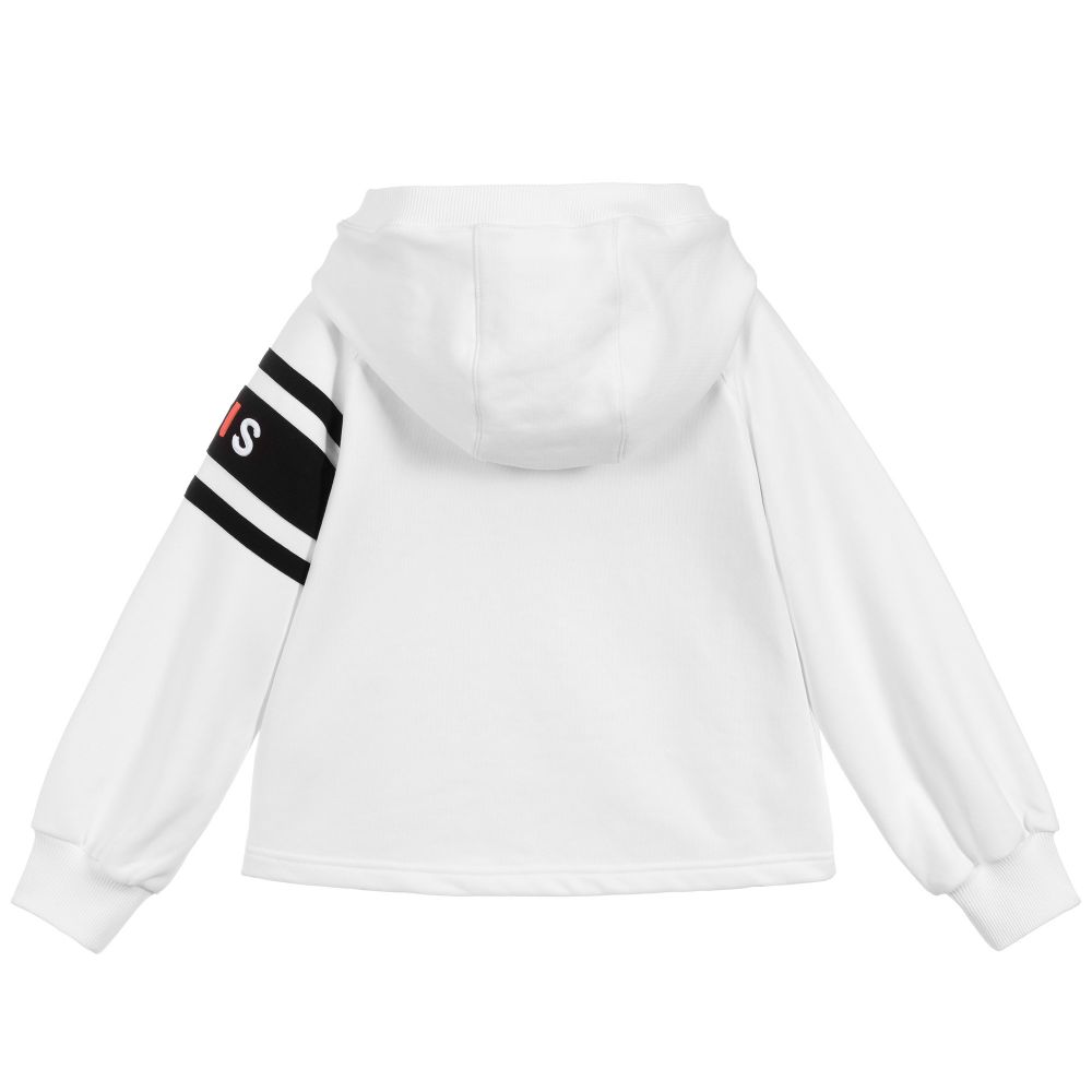 Girls White Logo Cotton Sweatshirt