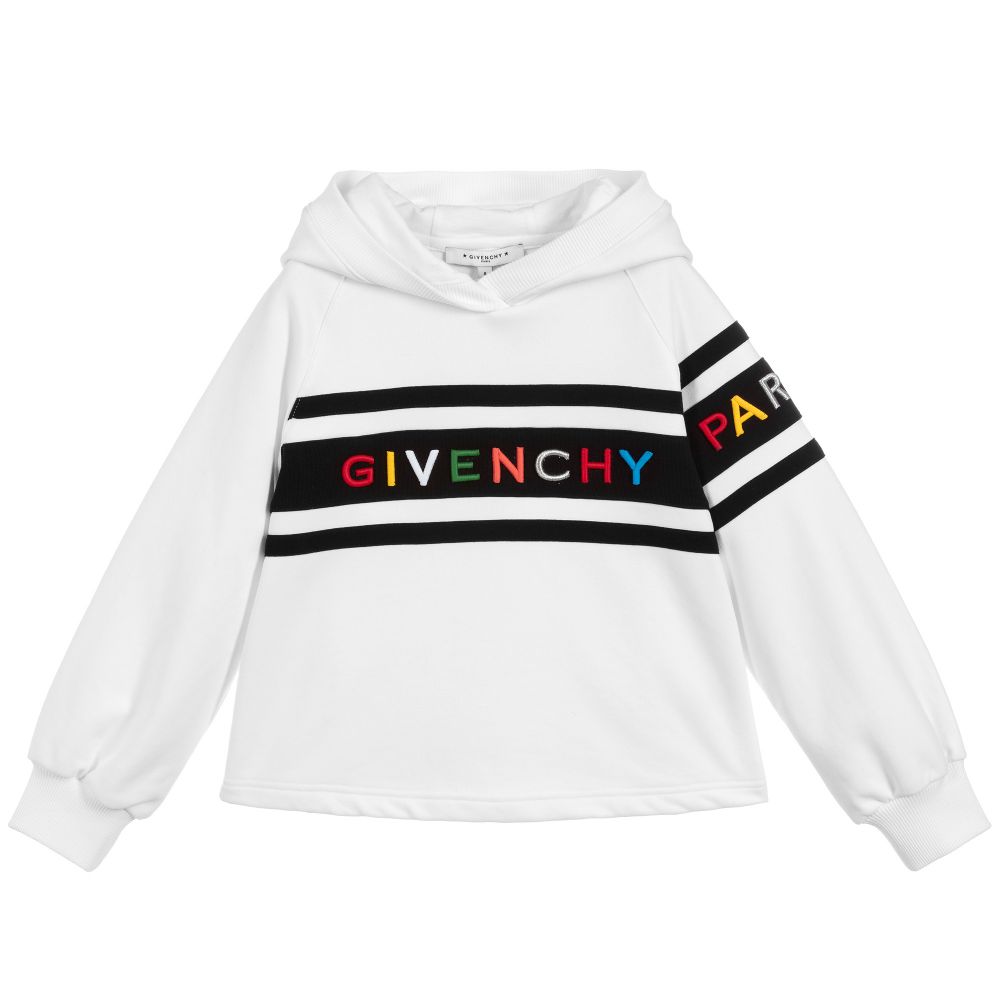 Girls White Logo Cotton Sweatshirt