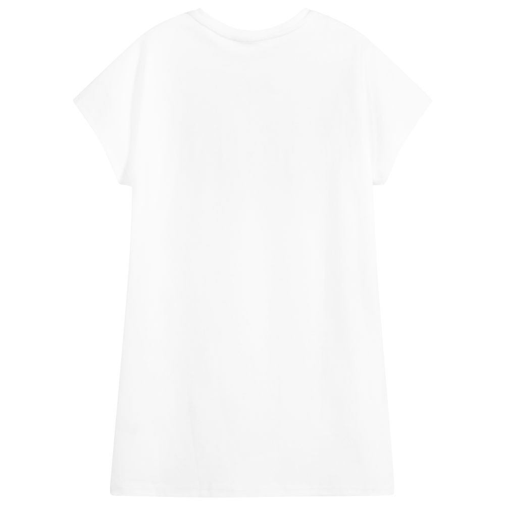 Girls White Logo Cotton Dress
