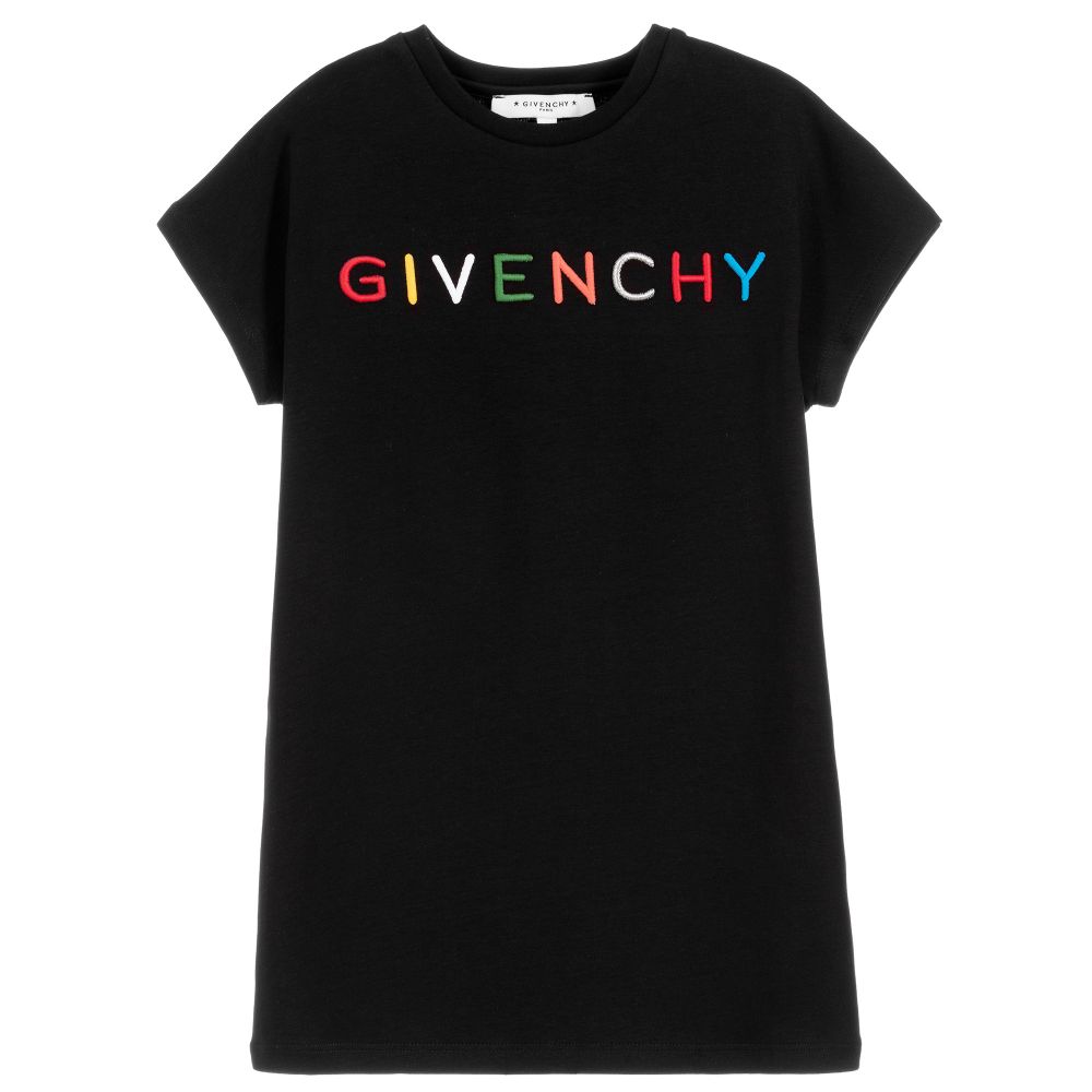 Girls Black Logo Cotton Dress