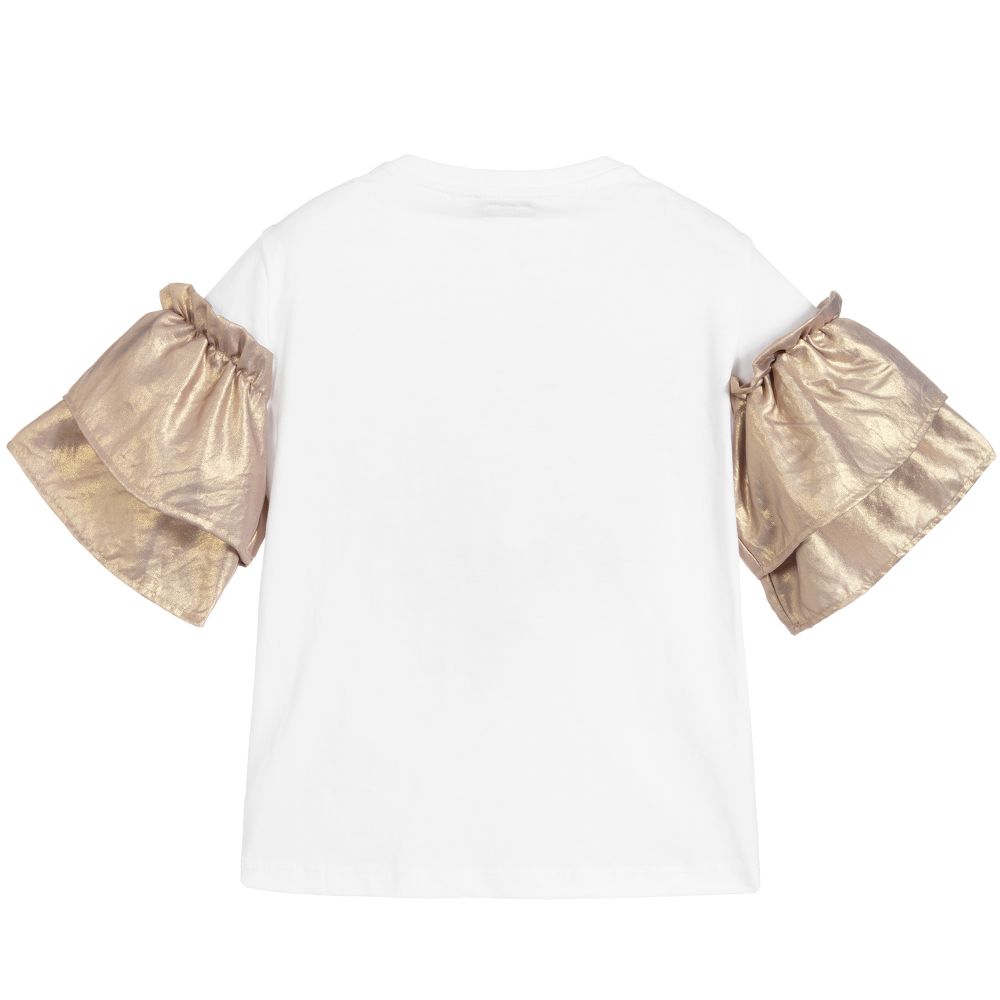 Girls White & Gold Tiger T-shirt
