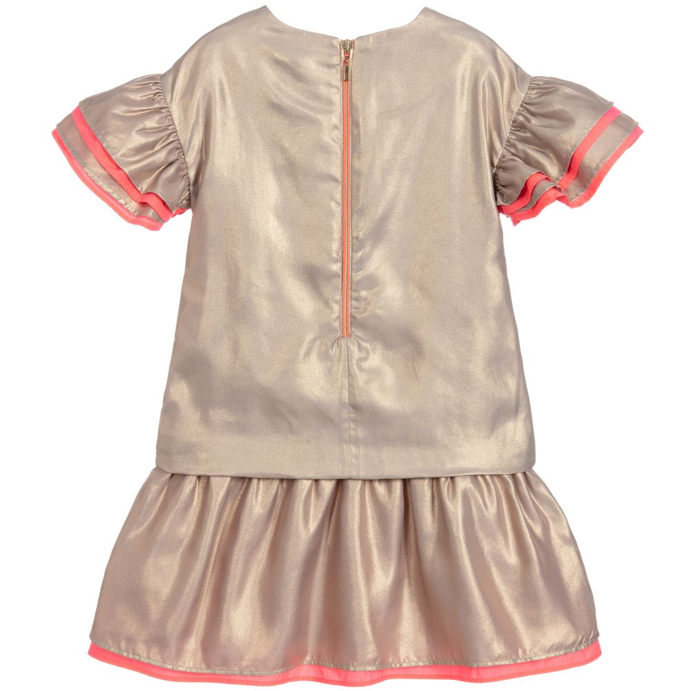 Girls Gold Metallic Twill Eye Dress