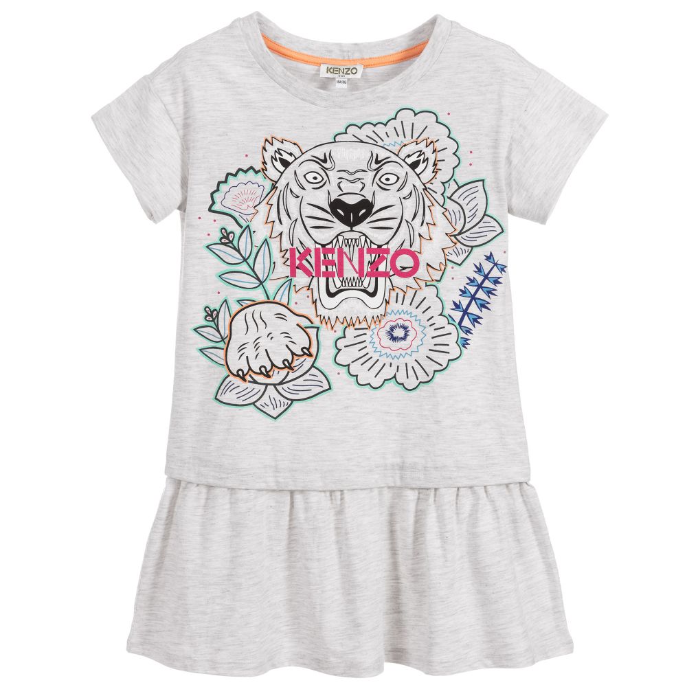Girls Grey Tiger Dress