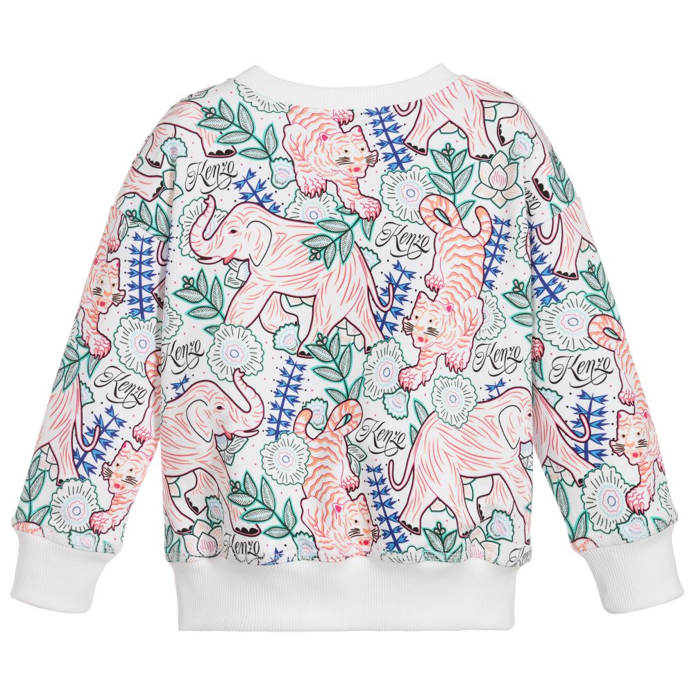 Girls White Cotton Sweatshirt