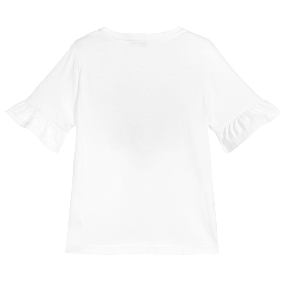 Girls White Logo Cotton T-shirt