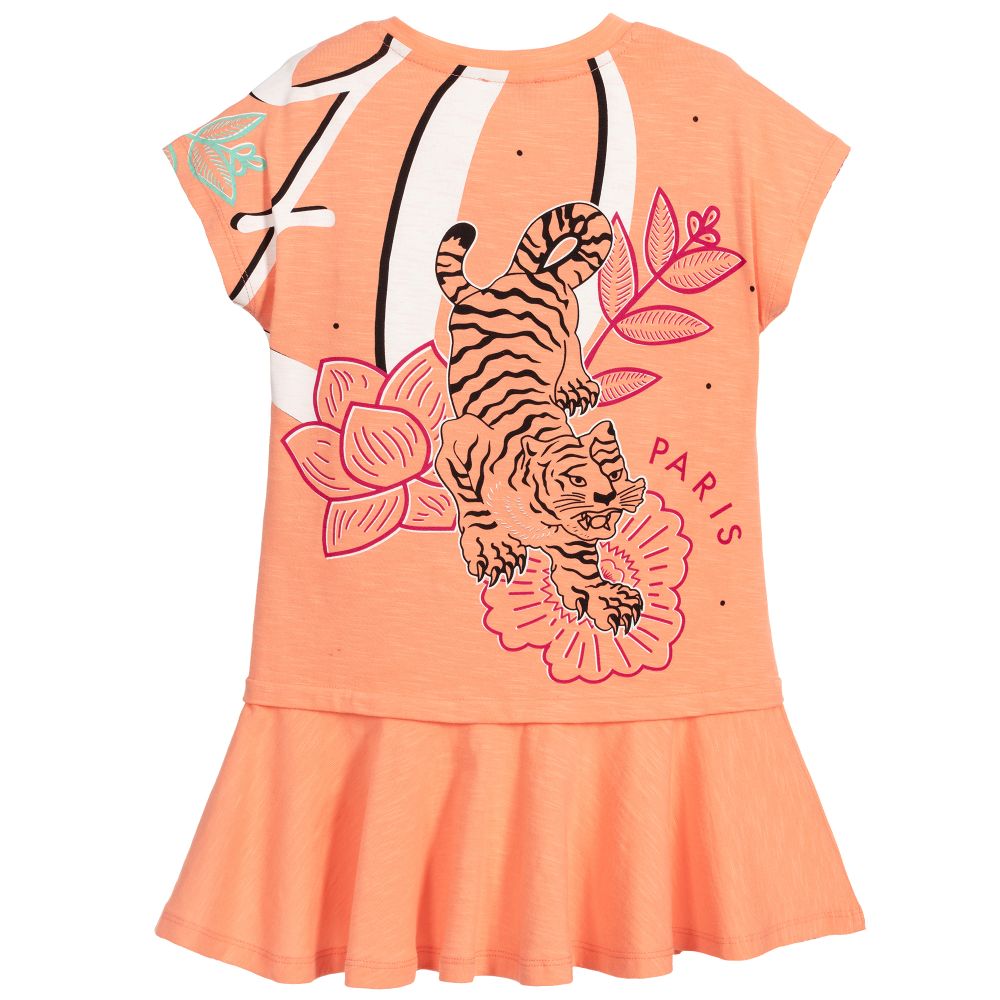 Girls Orange Cotton Dress