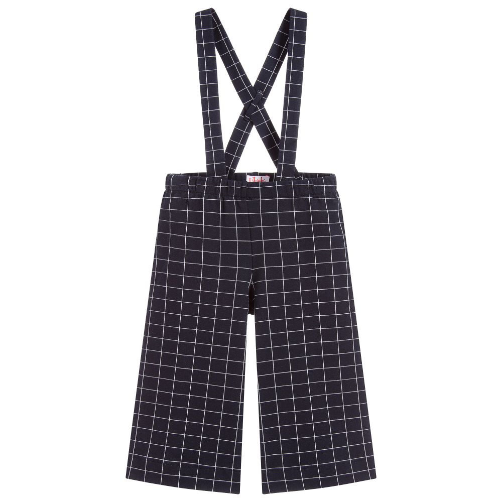 Girls Black Check Cotton Trousers