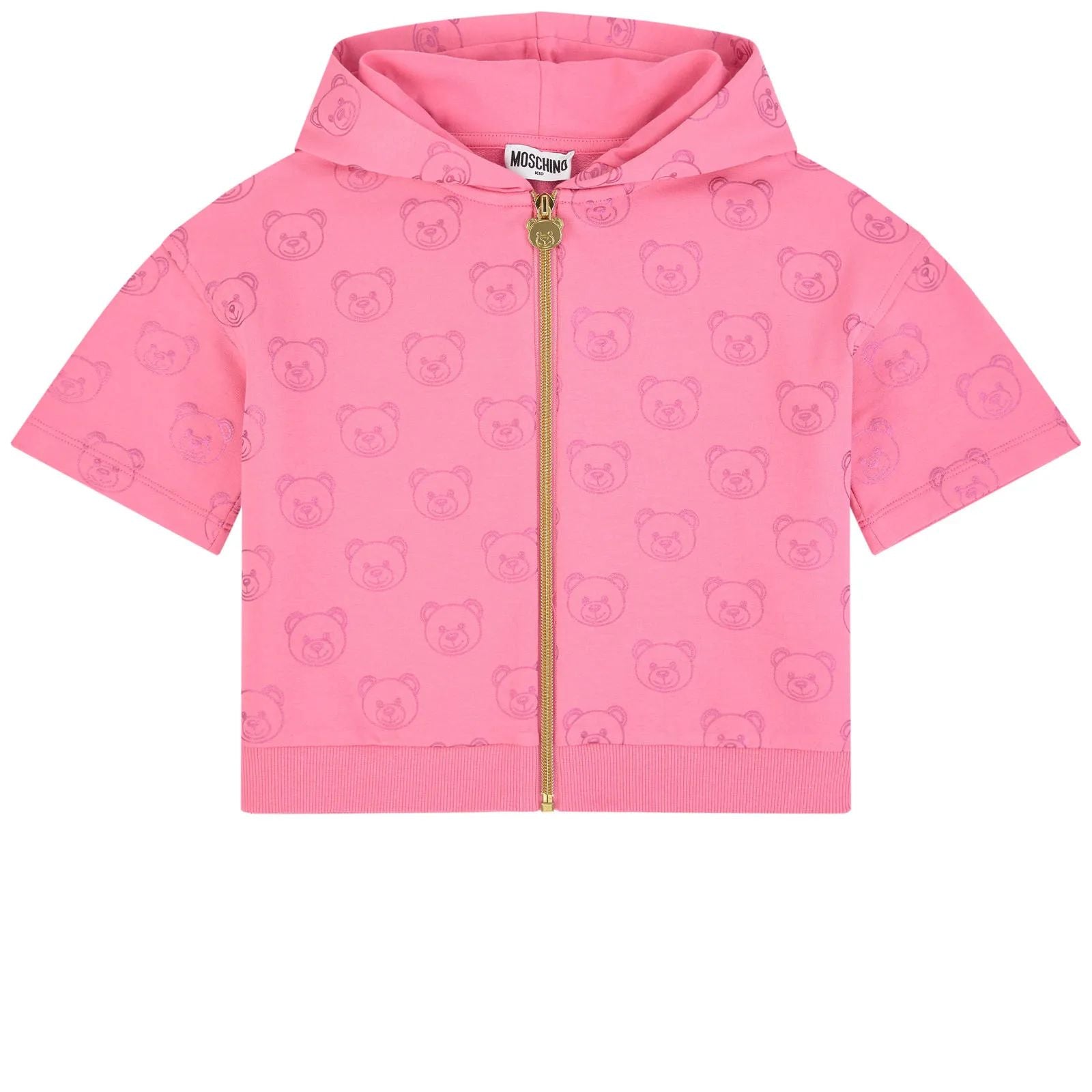 Girls Pink Cotton Zip-up Sweatshirt