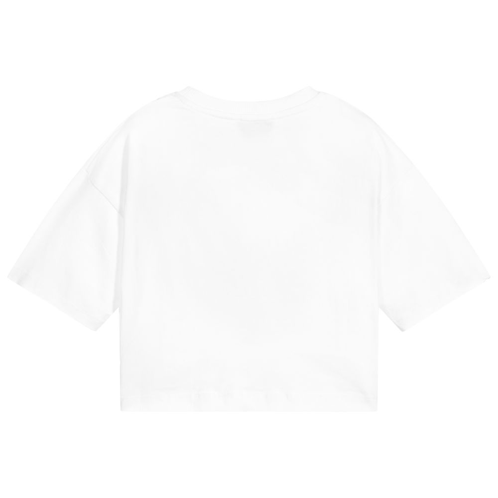 Girls White Cotton T-shirt
