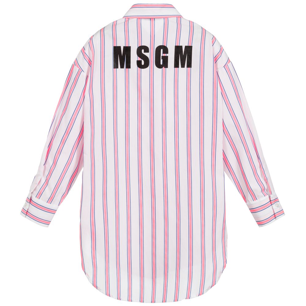Girls Pink Striped Cotton Dress