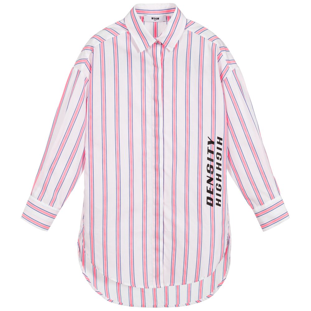 Girls Pink Striped Cotton Dress